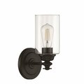 Craftmade Dardyn 1 Light Wall sconce in Flat Black Clear Glass 49801-FB-C